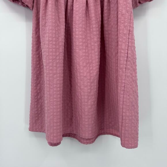 Mable Renee Puff Sleeve Textured Babydoll Dress Pink Cottagecore Womens Sz S - Picture 11 of 11